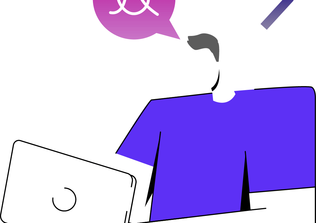 dessin d'une personne devant un ordinateur