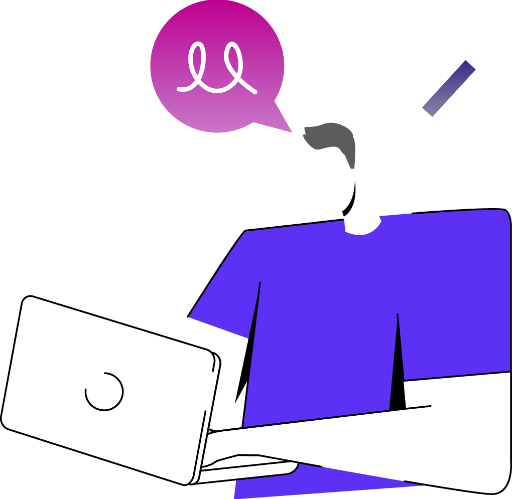 dessin d'une personne devant un ordinateur